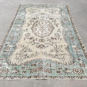Vintage Rug, 6x10 Large Rugs, Turkish Rug, Anatolian Rug, Rugs For Bedroom, 6x9.3 ft Beige Rug, Vintage Oushak Rug With Fringe, Wool Rug,