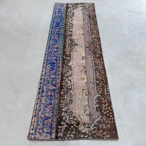 3x9 Runner Rugs, Vintage Rug, Patchwork Rug, Turkish Rug, Antique Rug, Rugs For Hallway, 2.7x8.6 ft Brown Rug, Colorful Rugs, Wool Rug,