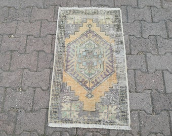 Faded Turkish Rug 20x36 İnches Anatolian Vintage Rug Welcome Rug Entry Rug Handmade Rug Boho Rug Doormat Rug Turkish Small Rug Entrance  Rug