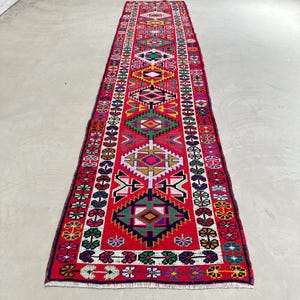 Alfombra vintage, alfombra turca, alfombra de pasillo de 3x12, alfombra Herki, alfombra anatolia, alfombras para cocina, alfombra roja de 2.7x11.8 pies, alfombra vintage de lana, alfombra para pasillo