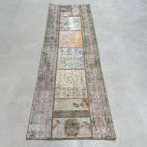Patchwork Rug, Turkish Rug, 2x8 Runner Rugs, Vintage Rug, Anatolian Rug, Rugs For Kitchen, 2.5x7.7 ft Orange Rug, Rustic Turkish Rug,