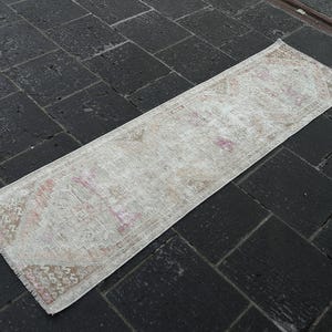Vintage Turkish Runner Rug 24x88 inches Handmade