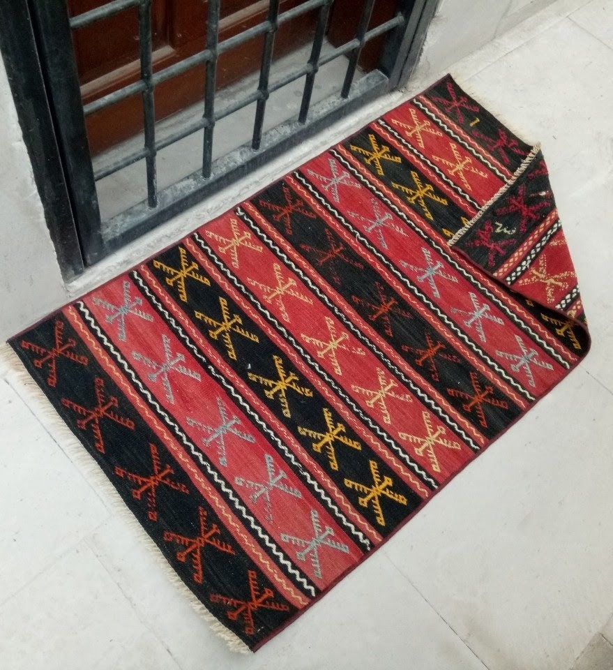 リカ1030 Y2860-3 y2860-1 トルコ キリム 2枚 オールドキリム トルコ コンヤ 121×178cm 1920~35年代