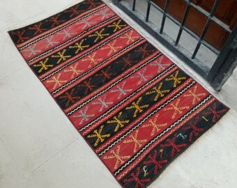 トルコの小さなキリム 26x44 インチ ヴィンテージ トルコの小さな