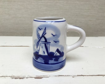 Delft Vintage Small Blue Beer Tankard - Hand Painted