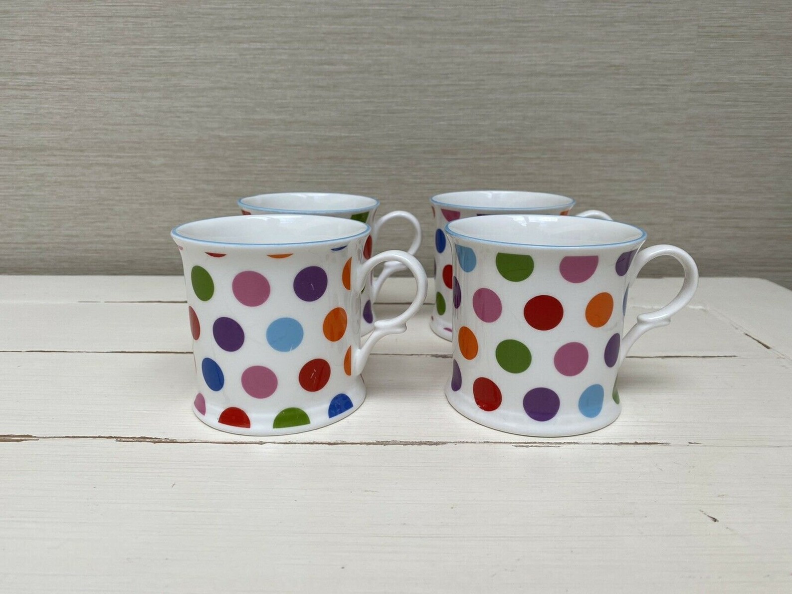 Milton China Staffordshire England Four Polka Dot Mugs Etsy