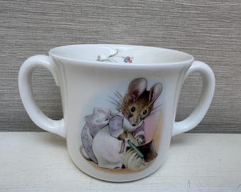 Mug en porcelaine fine pour enfants Beatrix Potter Hunca Munca Royal Albert, à double anse, vintage 1986