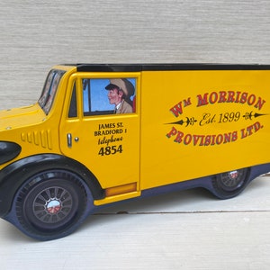 W M Morrison Provisions Ltd Collectable Yellow Van Empty Biscuit Tin