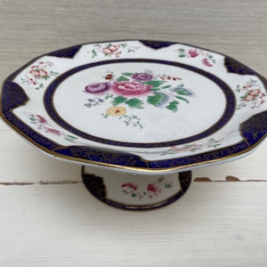 Antique Wedgwood & Co Imperial Porcelain Floral Cake Stand