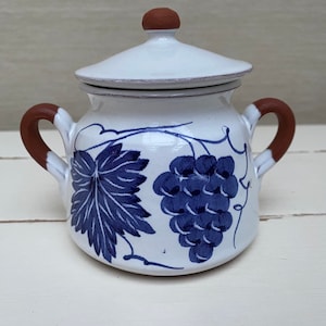Glazed Pottery Conserve / Honey Pot with Lid - Made in Portugal
