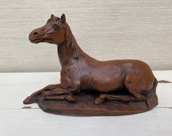 Vintage Heavy Resin Horse Figure/Statue ~ Signed DAB & C ~ Richmond Crafts Handmade