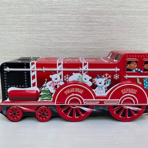 Polar Express Empty Fudge Collectable Novelty Red Train Shaped Tin