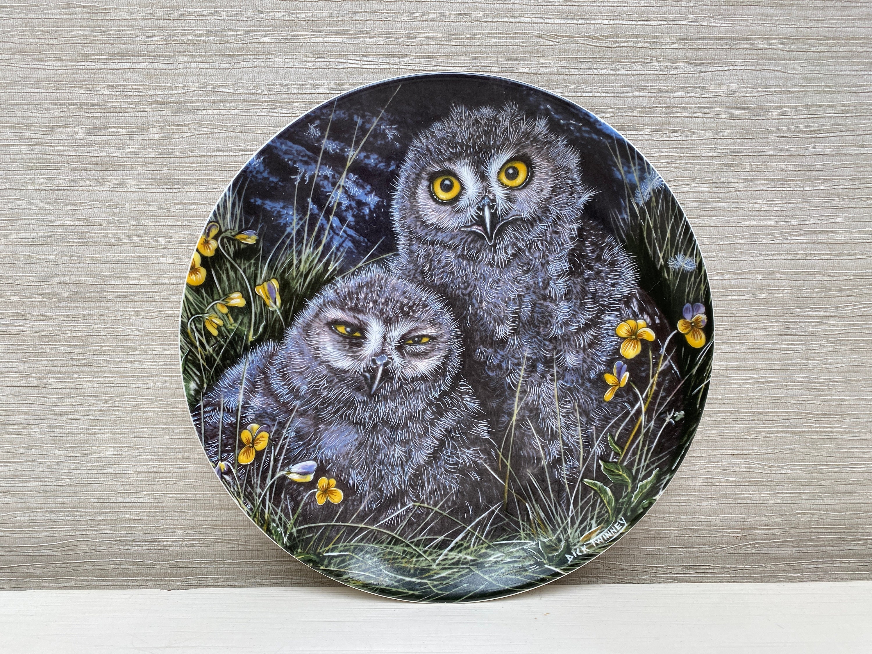 Wedgwood Bone China Collectors Plate The Baby Owls Collection Snowy Owl Chicks