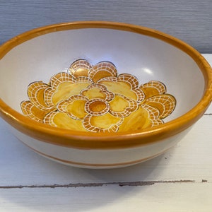 Positano Pottery - Yellow Flower Large Bowl - Italian Ceramic Art Studio Pottery