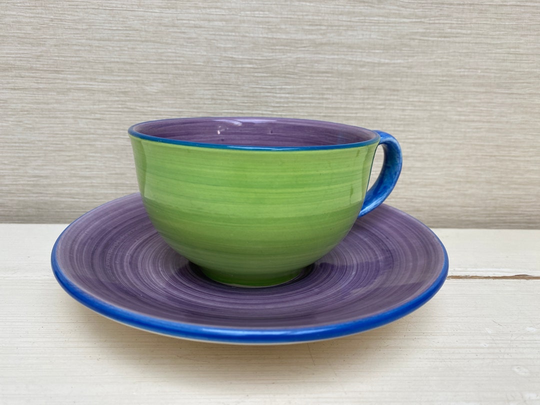Whittard of Chelsea Large Tea / Coffee Cup and Saucer Green Etsy