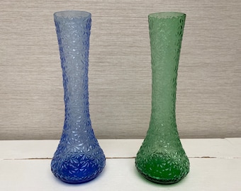 アンティークビクトリア朝のブリストルガラス花瓶（手描きのオレンジと