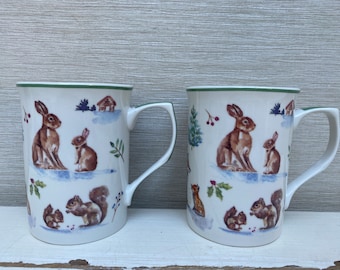 Coppia di tazze Fine Bone China Lesser e Pavey - Animali della fauna selvatica