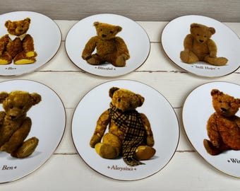 A coleção definitiva de pratos Teddy Bear Royal Worcester Fine Bone China Collectors Plates Vintage 1994 Edição limitada - Vendido individualmente