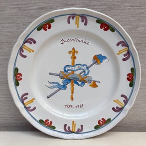 Bicentennial French Revolution Hand Painted Plate from Brittany 1789 - 1989 Pornic France Collectors Plate