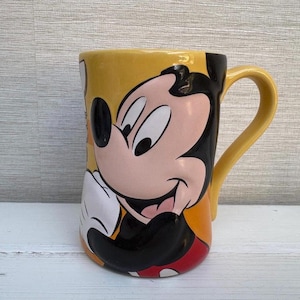 Disney Store Mickey Mouse Yellow Large Ceramic Mug - Adventurous Enthusiastic Dependable
