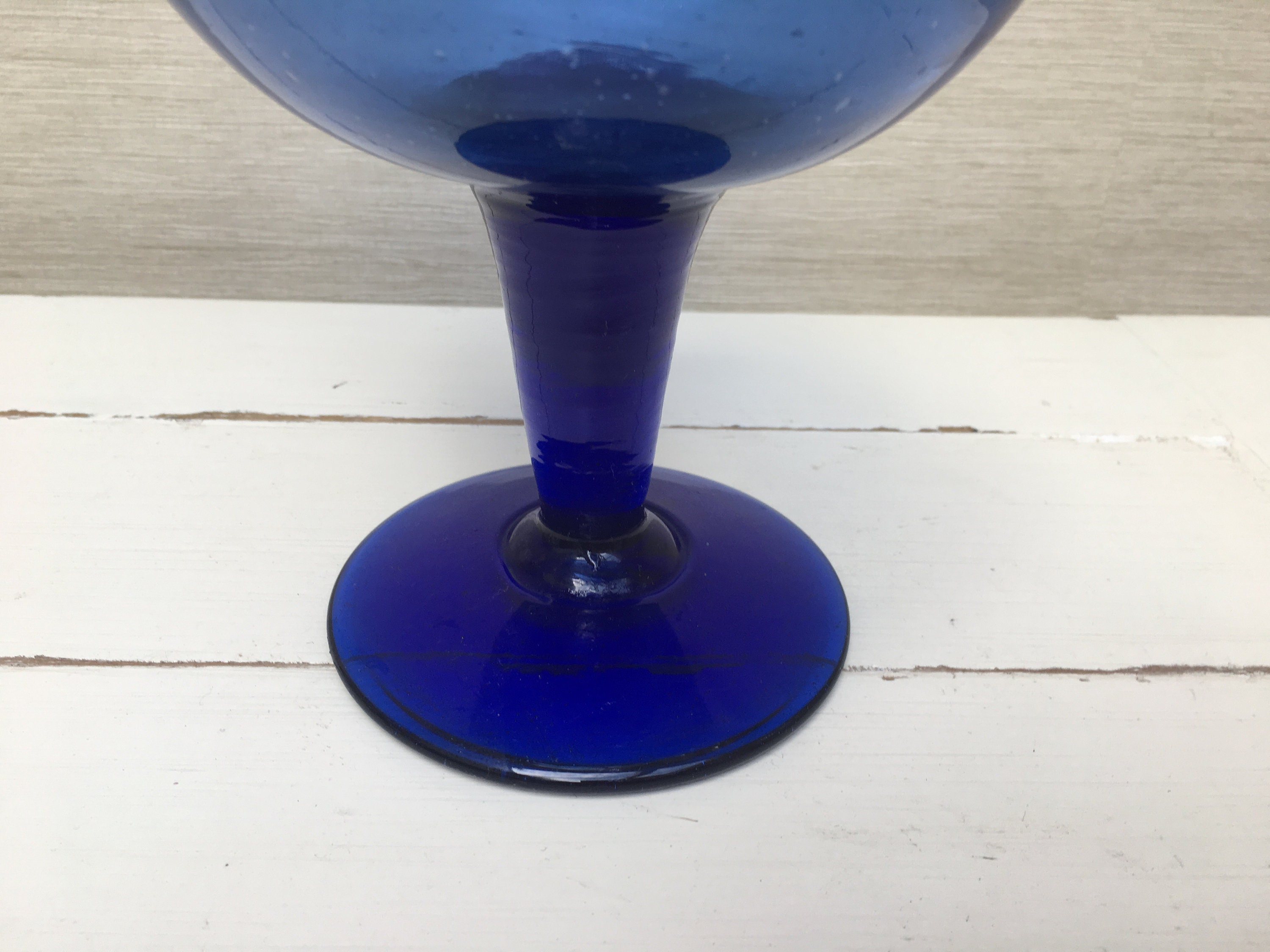 Vintage Blue Large Fish Bowl Glass Etsy