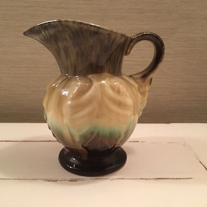 Vintage West Germany Jug / Pitcher Collectable Studio Pottery Collectable - Beige and Brown