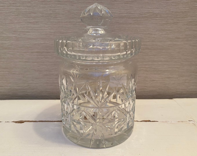 Crystal Cut Glass Canister and Lid Etsy