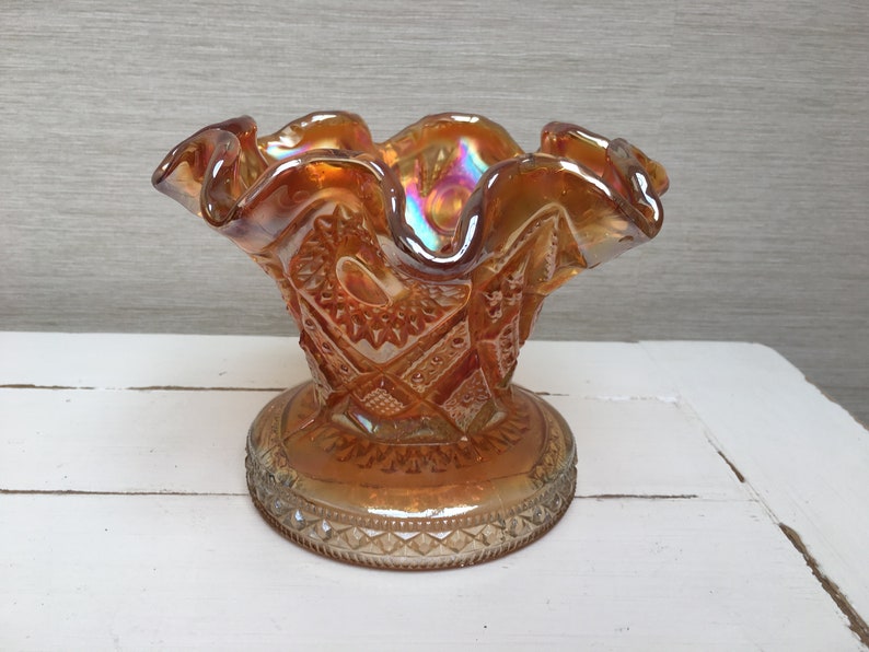 Vintage Orange Carnival Glass Decorative Bowl Etsy