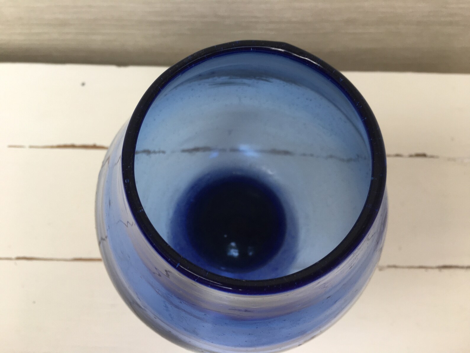 Vintage Blue Large Fish Bowl Glass Etsy