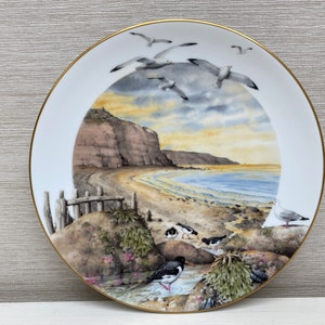 Royal Worcester Porcelain Collectors Plate" February on the Coast" 9" Vintage 1979 Peter Banett Limited Edition