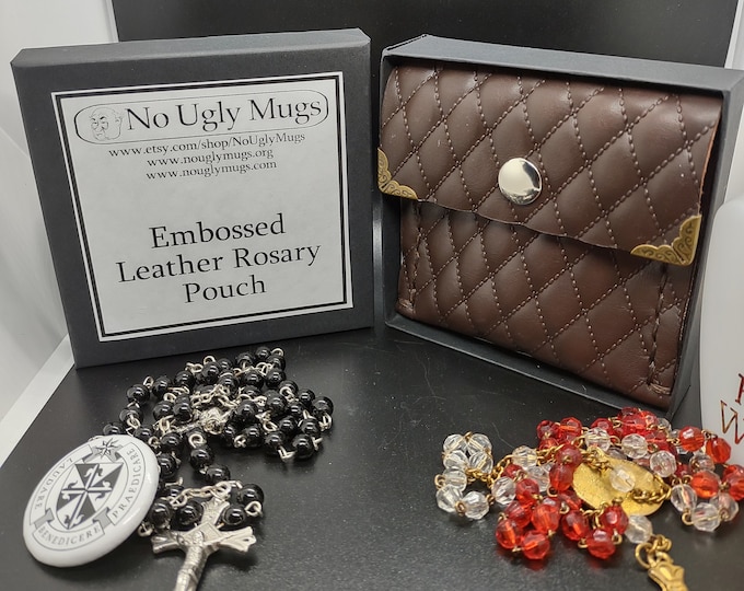 Embossed Leather Rosary Pouch (pouch for coins, earrings, rings, necklaces, etc.) ***LIMITED QUANTITIES***
