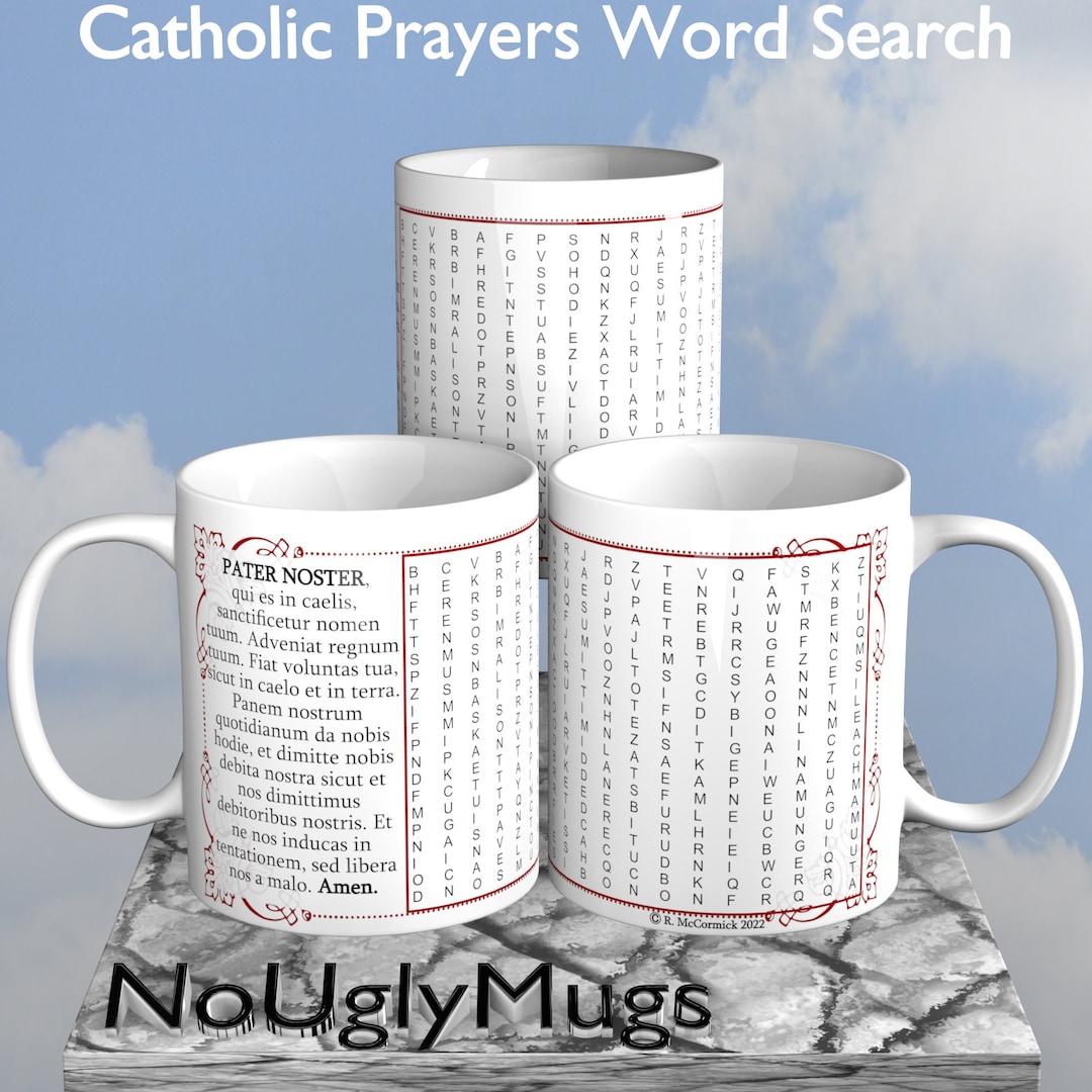 Catholic Prayers Word Search Mug | Markable With Dry Erase Marker (dry ...