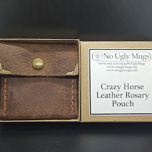 Crazy Horse Leather Rosary Pouch/Coin Pouch (With Optional Mini Container of Leather Conditioner.)