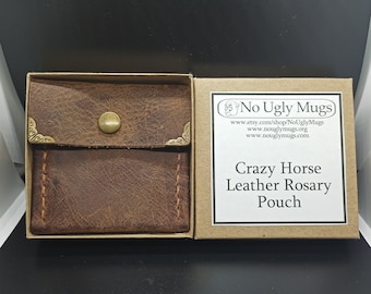 Crazy Horse Leather Rosary Pouch/Coin Pouch (With Optional Mini Container of Leather Conditioner.)