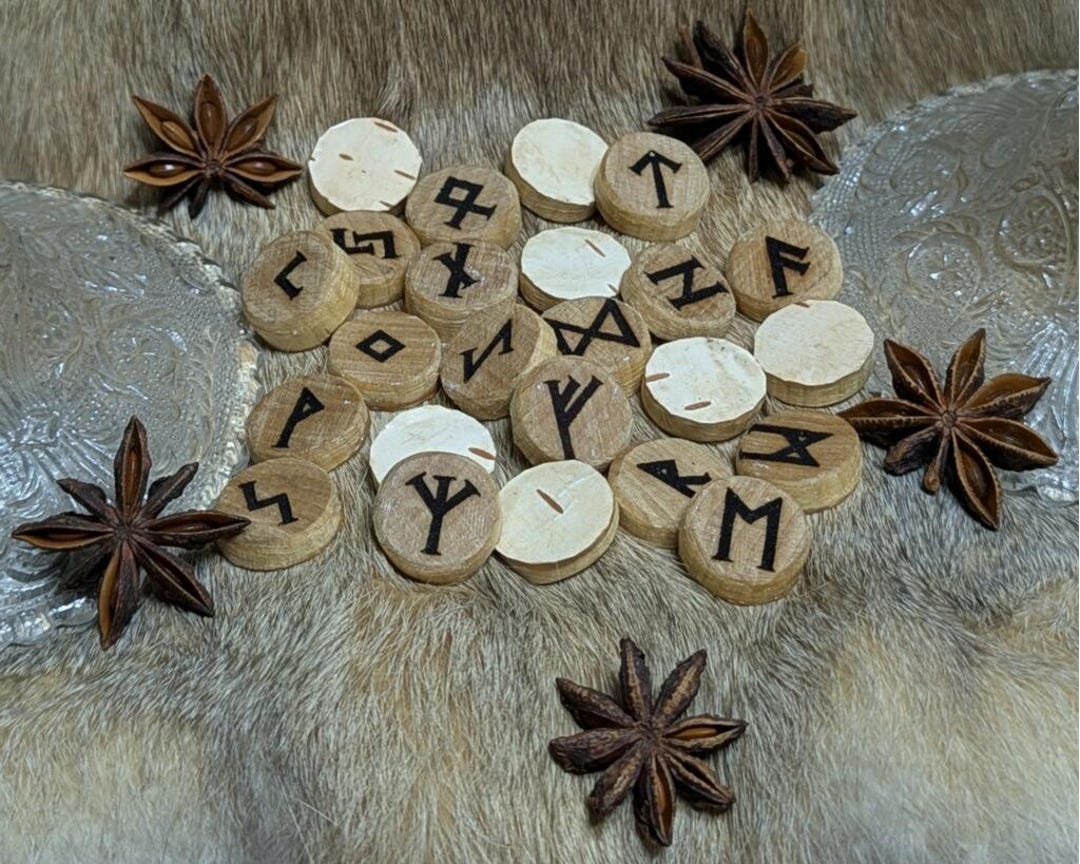 Barked Birch Wood Runes - Etsy