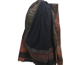 Tibetan Ethnic Vintage Large Wool Eternity Pashmina Shawl Wrap Scarf Paisley
