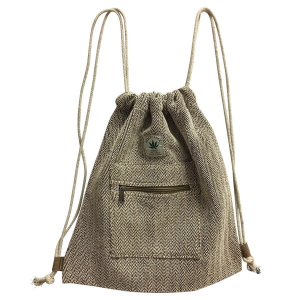 Ethnic Handmade Heavy Duty Woven Hemp Himalayan Drawstring Backpack