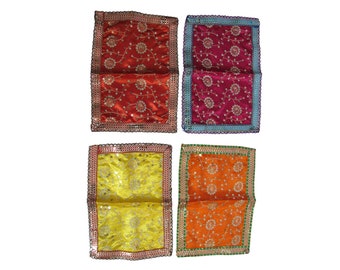 Indian Yoga Meditation Shimmer Sequin Silk Prayer Altar Cloth (8