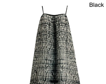 Gauze Pure Cotton Shibori Tie-dye Spaghetti Strap Casual Summer boho Long Dress with Pockets Womens Plus Size Dress