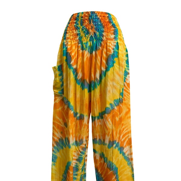 Boho Hippie Tie Dye Rainbow Colors Yoga Festival Unisexe Harem Pantalon Pantalon avec Poches