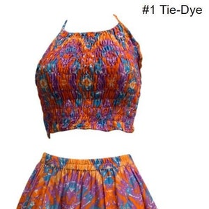 Boho Halter Crop Top and Shorts Two Piece Outfit Ethnic Elephant Print Summer Beach Matching Set
