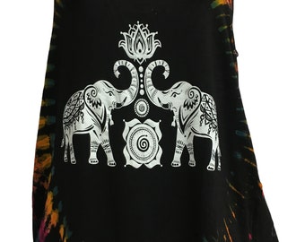 Women's Ethnic Boho Elephant Tie-Dye Stretchable Spandex Yoga Sleeveless Cami