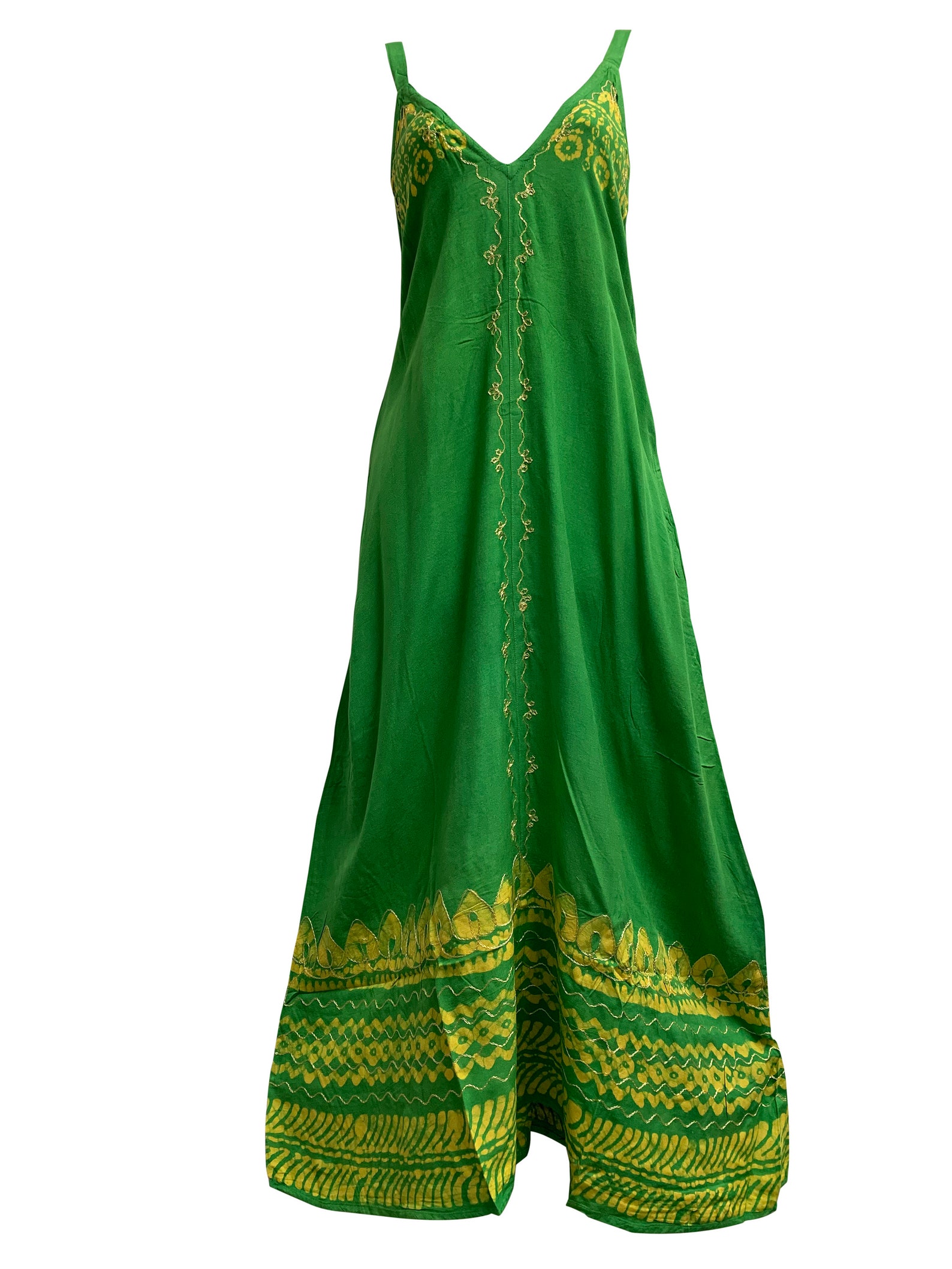 Bohemian Ethnic Print Sleeveless Embroidered Long Maxi Dress