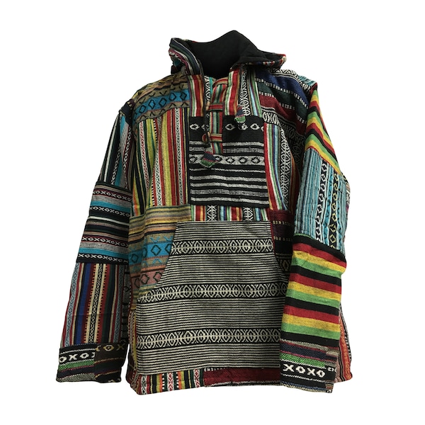 Ethnic Vintage Boho Unisex Tribal Patchwork Heavy Cotton Samir Hooded Jacket