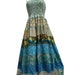 Boho Bohemian Vintage Handmade Fair Trade Indian Silk Sari Saree Printed Indu Spaghetti Strap Dress Tube Dress Skirt