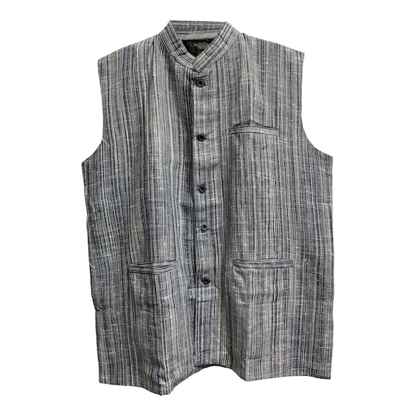 Men's Nehru Collar Handloomed Indian Cotton Khadi Ethnic Fashion Vest Jacket