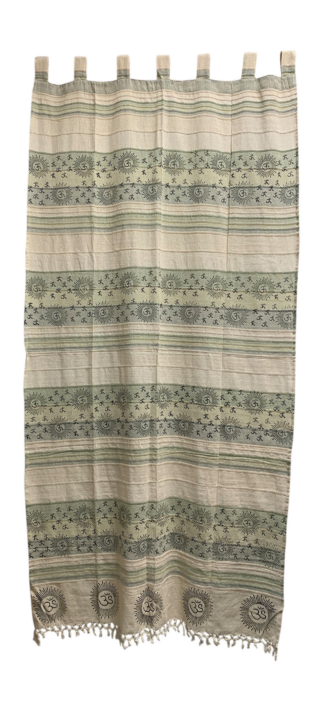Indian Home Decor Bohemian Namah Shivay Sanskrit Cotton Ivorygreen Tab