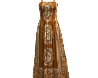 Celtic Print Sleeveless Bohemian Summer Long Maxi boho sun Dress with pocket