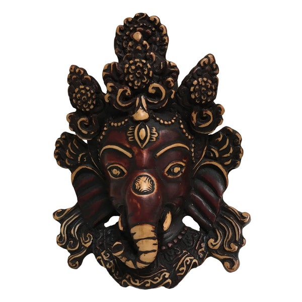 Vintage stijl handgemaakte Ganesh gesneden gezichtsmasker muur opknoping sculptuur