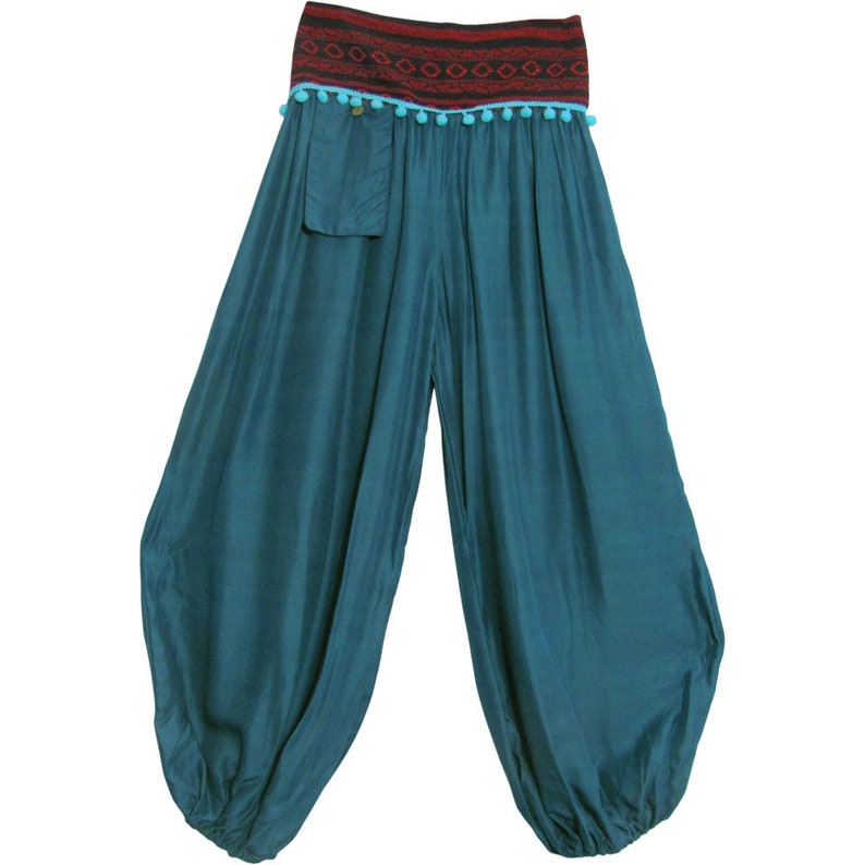 Unisex Bohemian Hippie Gypsy Yoga Harem Pants Trousers Pompom Etsy